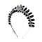 Bubbmi Black Raw Crystal Tiara Crown Headband Natural Quartz Moon Goddess Witch Headpiece for Wiccan Cosplay Party Headwear