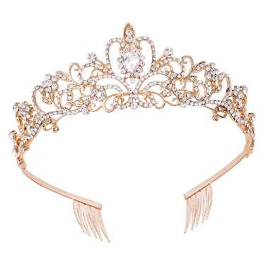 CHANACO Gold Tiara and Crowns for Women Girls  Crystal Princess Tiara for Birthday Wedding Halloween Cosplay