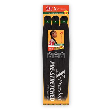 Sensationnal Braids XPRESSION 3X PreStretched Braid 58 inches 3pack 1B