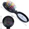 Happy Trees 6 PCS Round Travel Hair Brush with Mirror Folding Pocket Hair Brush Mini Hair Comb with Makeup Mirror for Travel Set of 6 Dark Colours