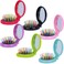 Happy Trees 6 PCS Round Travel Hair Brush with Mirror Folding Pocket Hair Brush Mini Hair Comb with Makeup Mirror for Travel Set of 6 Dark Colours