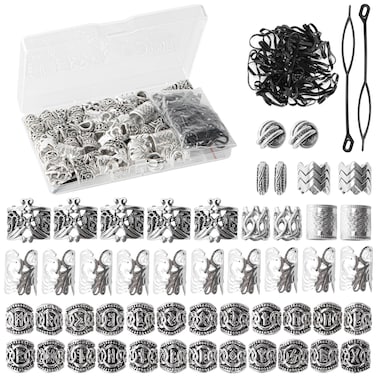 81PCS Viking Hair Beads  Beard Ornaments Set  Premium Hair Jewelry and Dreadlock Accessories Loc Jewelry for Women Braid Accessories Beard Beads for Men Braids Locs Viking Jewelry Enthusiasts