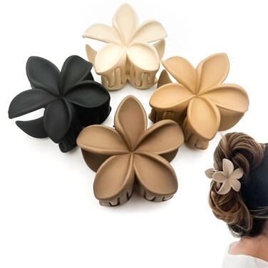 Nonslip Matte Flower Hair Claw Clips  Aesthetic Plumeria Accessories for Women with Thick or Thin Hair