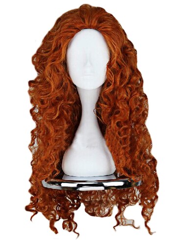 AngelaicosWomens Fluffy Wavy Party Halloween Costume Merida Wig Long Brown