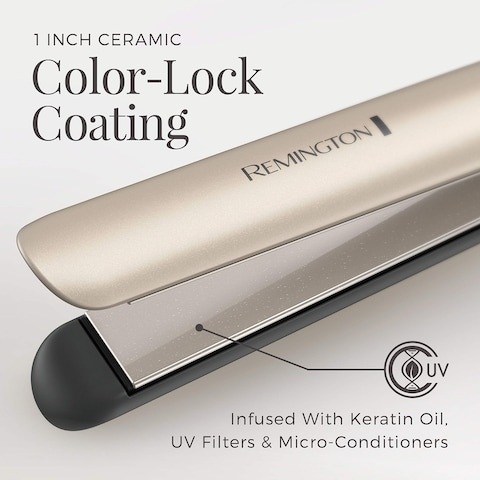 RemingtonS8A900 Pro 1 Flat Iron with Color Care Heat Control Sensing Technology and Ceramic ColorLock Coated Plates Straighten Color Treated Hair While Protecting from Damage and Fading