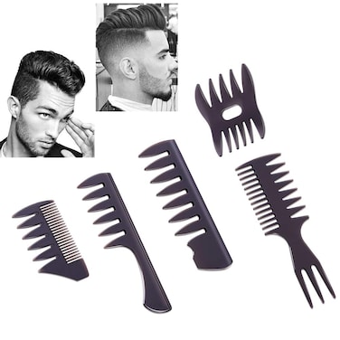 Styling Hair Comb Set Salon Barber Hairstylist Comb 5 Pack Professional Hair Brush Retro Hairdressing Hair Care Style Accessory Doublesided for Men Boy Gentleman