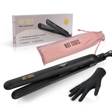 HOT TOOLSPro Signature Ceramic  Tourmaline Flat Iron for Sleek Results 1 Inch Plates