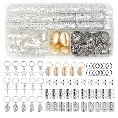 100 Pieces Hair Jewelry for Women Braids 20 Pieces Loc Jewelry Accessories for Braiding Hair Big Silver Braids Hair Rings for Dreadlocks Braiding Hair