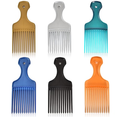 6 Pack Wide Tooth Afro Picks for Curly Hairstyling 63 Inch Plastic Afro Combs for Women and Men 6 Colors