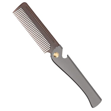 Stainless Steel Folding Comb Pocket Comb for Men and Women Black