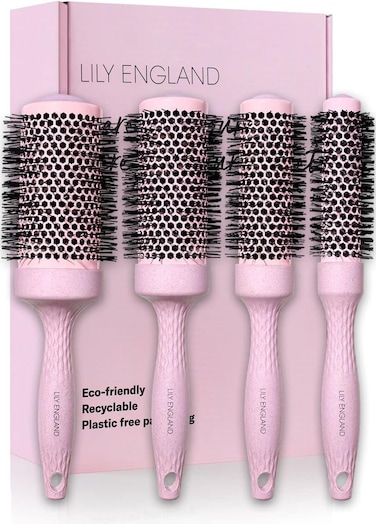 LILY ENGLANDRound Blow Dry Brush Set for Women  Perfect for Voluminous Blowouts  Ceramic Ionic Technology  Luxury Gift for Her Pink