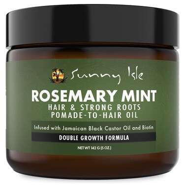 Sunny Isle Rosemary Mint Hair  Strong Roots PomadeToHair Oil 5oz  Double Growth Formula  Infused with Biotin  Jamaican Black Castor Oil  Sealant for Dry Hair  Split Ends