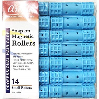 Annie Snap On Small Magnetic Hair Rollers for Hair Curling and Perm Styling  Blue 12  Set of 14