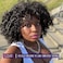 YEAME Curly Wigs for Black Women  Afro Curly Wig with Bangs Natural Black Hair Synthetic Heat Resistant Full Wigs with 1 Wig Comb and 4pcs Wig Caps