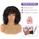 YEAME Curly Wigs for Black Women  Afro Curly Wig with Bangs Natural Black Hair Synthetic Heat Resistant Full Wigs with 1 Wig Comb and 4pcs Wig Caps