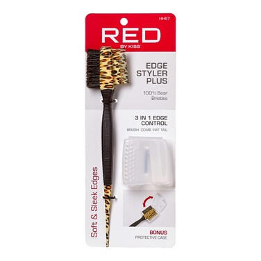 Red by Kiss Professional 3 IN 1 Edge Brush Comb Rattail Brush with Case