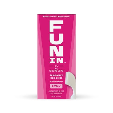 Fun In by Sun In Temporary Hair Color Pink  Easy Brush Applicator Washes Out in One Shampoo GlutenFree ParabenFree AlcoholFree CrueltyFree