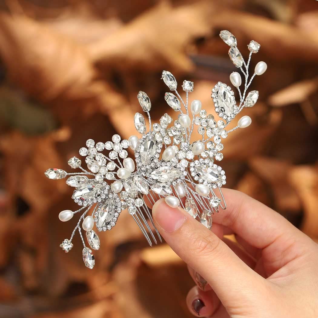 bridal hair comb pearl