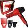 AnnieHot and Hotter Salon Turbo Pro2000 Ionic Hair Dryer  Red  Ceramic  2 Hair Pick Attachments and 1 Concentrator Attachment