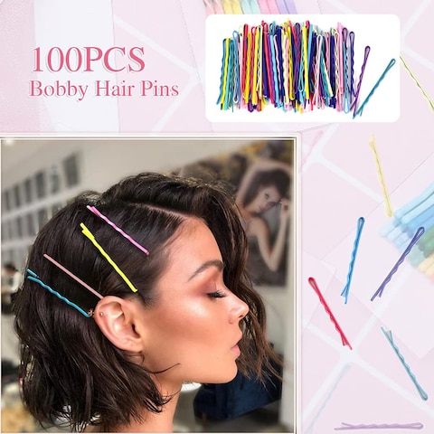 100 PCS Bobby PinsColorful Hair Pins with Cute BoxMetal Bobby Pins for Thick HairGreat for All Hair Types Hair Pins for Girls Women 216 Inchmulticolor