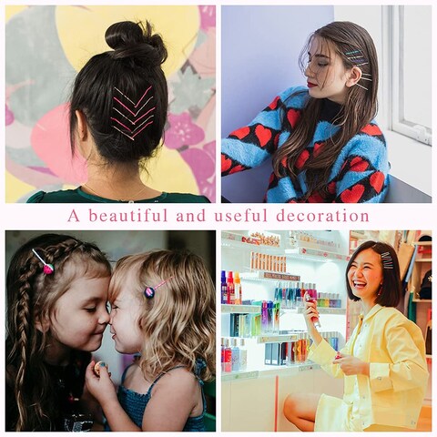 100 PCS Bobby PinsColorful Hair Pins with Cute BoxMetal Bobby Pins for Thick HairGreat for All Hair Types Hair Pins for Girls Women 216 Inchmulticolor