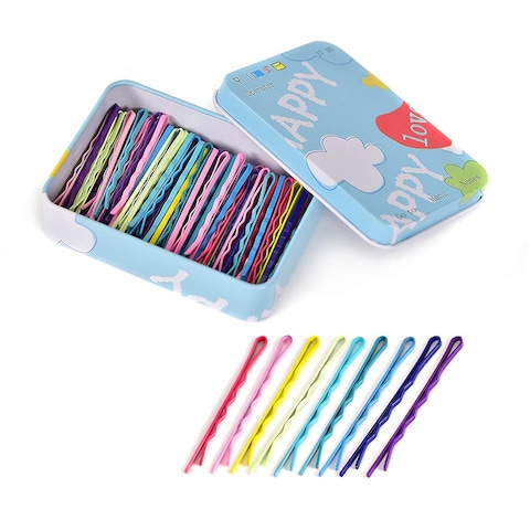 100 PCS Bobby PinsColorful Hair Pins with Cute BoxMetal Bobby Pins for Thick HairGreat for All Hair Types Hair Pins for Girls Women 216 Inchmulticolor