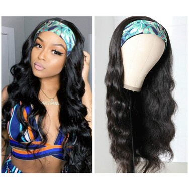 catti Body Wave Headband Wig Human Hair Headband Wigs for Black Women Brazilian Virgin Hair Wear and Go Glueless Wigs Human Hair Headband Wig 150 Density 18 Headband wigs