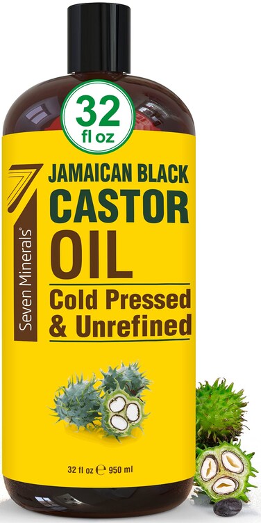 Seven MineralsPure Jamaican Black Castor Oil  Big 32 fl oz Bottle  Unrefined  Hexane Free  for Hair Growth Thicker Eyelashes  Eyebrows Dry Skin Healing Hair Care