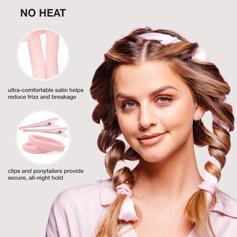 CONAIRSatin Heatless Curls Set  Heatless curls overnight heatless curls headband  includes 1 Long Satin Roller 2 Ponytailers and 2 Clips