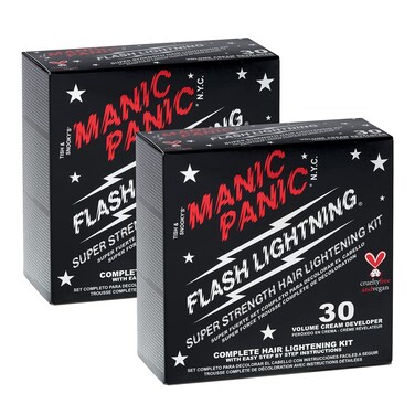 MANIC PANICFlash Lightning Hair Bleach Kit  30 Volume Developer  Bleach Powder Hair Lightener Lifting up to Five Levels  Vegan And Cruelty Free 2 pack