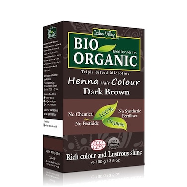 INDUS VALLEYBio Organic Natural Henna Hair Color Dark Brown 100gm 100 Gray Hair Coverage And Long Lasting Hair Dye  Vegan and CrueltyFree