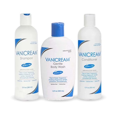 VanicreamFree and Clear Shampoo Conditioner and Body Wash Set For Sensitive Skin Fragrance and Paraben Free  12 Ounce