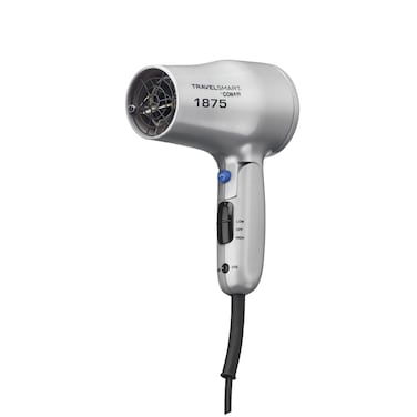 Conair 1875 Watt Compact Dual Voltage Travel Hair Dryer with Folding Handle Grey