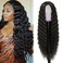 30 Inch Synthetic Curly Wigs for Women Long Black Hair Wig Lace Front 4 Simulated Scalp Natural Loose Deep Wave Crimps Curls Wig As Hair Replacement Wigs 1B