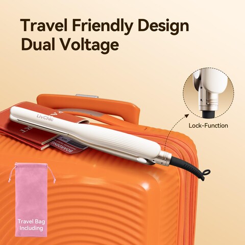 Small Flat Iron 12 inch Pencil Flat Iron for Edge Short Hair Pixie Cut and Bangs French bob Iron for Edges with AntiPinch Designwith Anion FunctionDual Voltage for Travel White