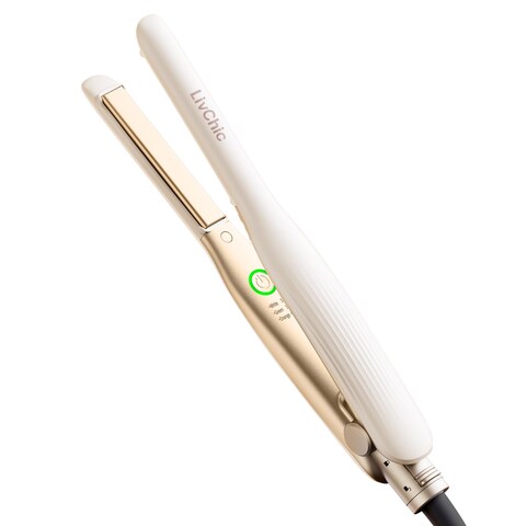 Small Flat Iron 12 inch Pencil Flat Iron for Edge Short Hair Pixie Cut and Bangs French bob Iron for Edges with AntiPinch Designwith Anion FunctionDual Voltage for Travel White