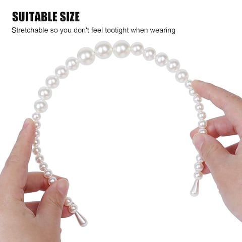 BEAYFILY4 Pack Pearls Fashion HeadbandsWhite Artificial Pearl Rhinestones HairbandsBridal Hair Hoop Party Wedding Hair Accessories for Women Girls