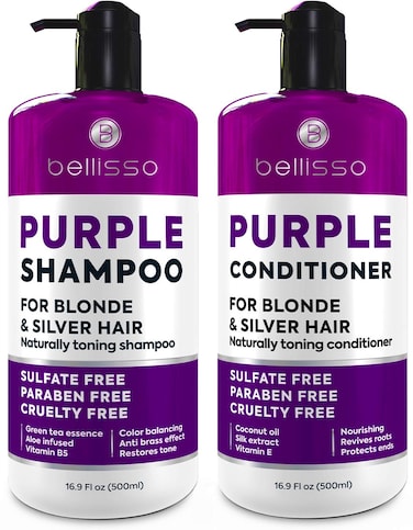 Purple Shampoo and Conditioner Set for Platinum Blonde Silver Light Bleached and Grey Hair  Sulfate and Paraben Free Professional Salon Grade Toner 2 x 169 fl oz  for Women and Men