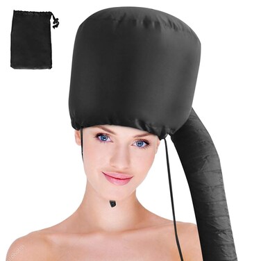 Bonnet Hood Hairdryer Attachment  Upgraded Hair Dryer Bonnet with Chin Strap and Longer Extended Hose More Easy to Enjoy Styling Curling and Hair Deep Conditioning Free Carrying Case Hooded Dryer