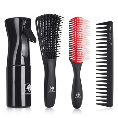 Hair Brush Set Detangler Brush for Natural 34abc Curly Hair Hair Brushes for Women Men Kids with Detangling Brush 9 Row Brush Wide Tooth comb