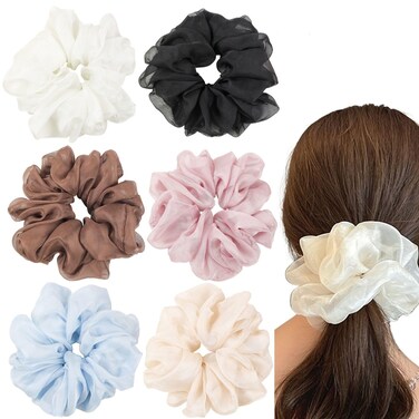 Oversized Scrunchies Jumbo Organza Scrunchies Large Chiffon Scrunchies No Damage Giant Scrunchies for Sleeping Big Hair Scrunchies for Women6PCSStyle1