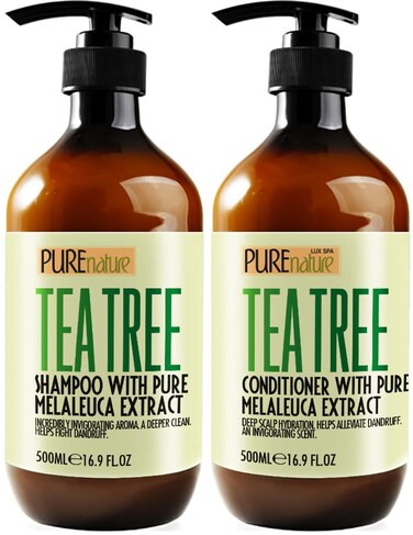 Tea Tree Oil Shampoo and Conditioner Set  Sulfate and Paraben Free Treatment for Oily Hair and to Help Reduce Your Itchy and Dry Scalp  Healthy Anti Dandruff Formula for Men and Women
