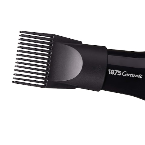 1875 Ceramic Hair Dryer Powerful Fast Drying MultiSetting with Comb Attachment Additional Detangler Included Slide Bar Switch Compact for Home  Travel Black