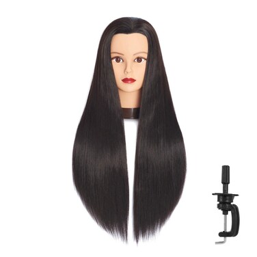 Headfix 26in28in Long Hair Mannequin Head Stnthetic Fiber Hairdresser Practice Styling Training Cosmetology Manikin Doll Head With Clamp Stand 6F1919LB0220