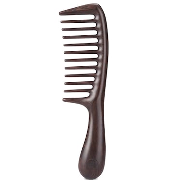 BRUSHZOO Wide Tooth Wooden Comb for Women Men  Curly Thick Long Hair Detangling and Scalp Massager for Hair Growth
