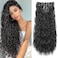 LONAI Clip In Hair Extensions 6PCS 24 Black Hair Extensions Long Mermaid Waves Wavy Synthetic Clip On Hairpiece For WomenBlack
