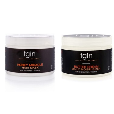 tgin Butter Cream Daily Moisturizer and tgin Honey Miracle Hair Mask Deep Conditioner Duo  Dry Hair  Curly Hair  Type 3c and 4c hair  Styler  12 Oz  PACK OF 2 One of each
