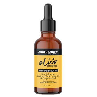 Aunt JackiesElixir Essentials Hair  Scalp Oil Saw Palmetto Jamaican Black Castor Oil  Grapeseed Oil Nourishes Thickens  Supports Hair Growth 2 oz