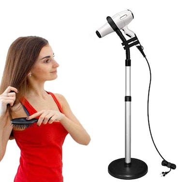 Hair Dryer Stand 360 Degree Rotating Lazy Hair Dryer Stand Hand Free With Heavy Base HandsFree Blow Dryer Holder Countertop Adjustable Height Hair Dryer Holder