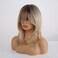 AlanhairOmbre Blonde Wigs for WomenHAIRCUBE ShoulderLength wig with Bangs Dark Roots to Blonde Synthetic Hair Layered Wigs Heat Resistant Fibre for Daily Party Use